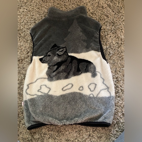 Milton Fun Wear Vest  Unisex S Fleece Nature Wolf Print Vintage 90s - Picture 9 of 12